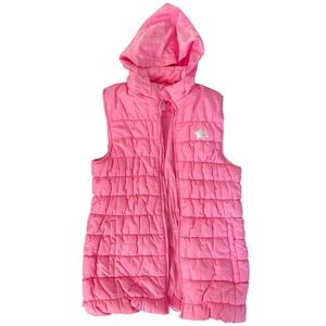 Hooded Puffer Vest Girls 14 XL Pink Quilted Sleeveless Jacket Kidcore Winterwear